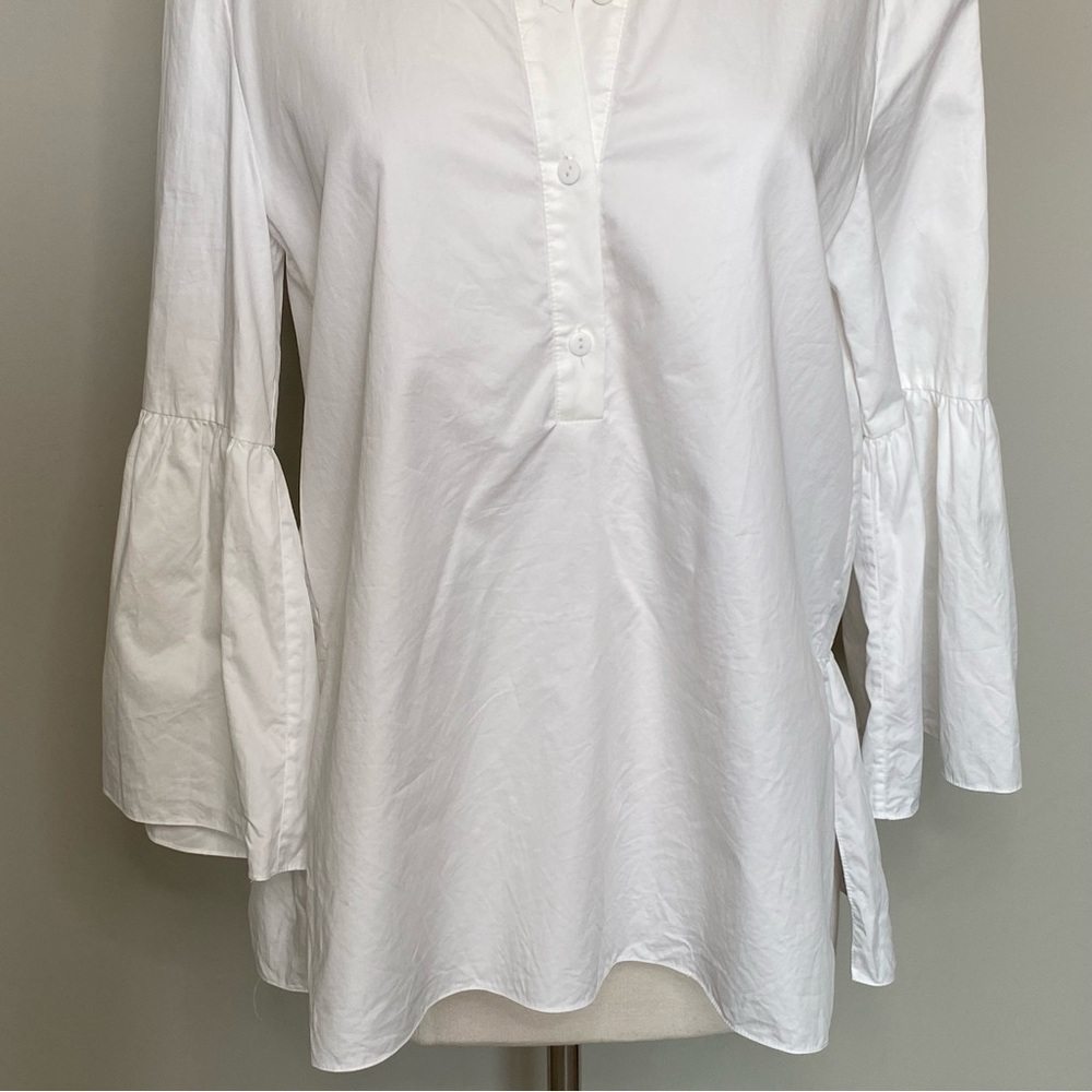 Tibi Tunic With Shirred Back & Bell Sleeve In Whi… - image 4